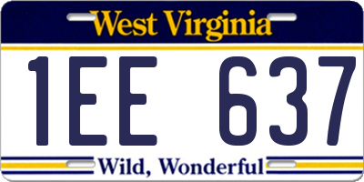 WV license plate 1EE637