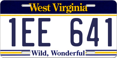 WV license plate 1EE641