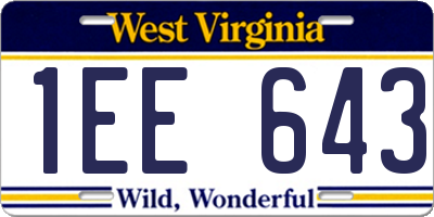 WV license plate 1EE643