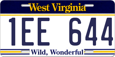 WV license plate 1EE644