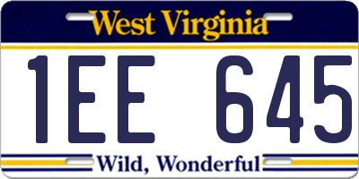 WV license plate 1EE645