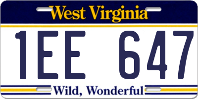 WV license plate 1EE647