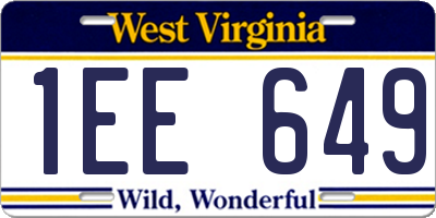 WV license plate 1EE649