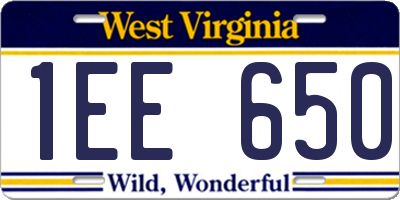 WV license plate 1EE650