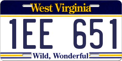 WV license plate 1EE651