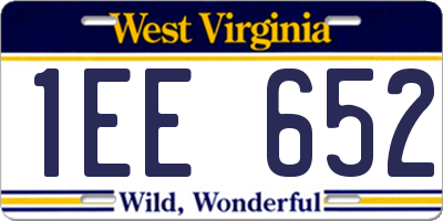 WV license plate 1EE652