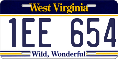 WV license plate 1EE654