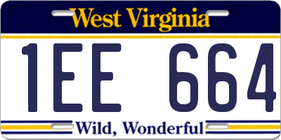 WV license plate 1EE664