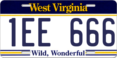 WV license plate 1EE666