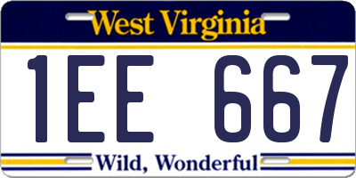 WV license plate 1EE667