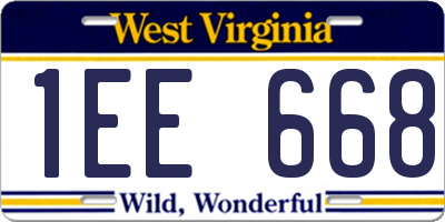 WV license plate 1EE668