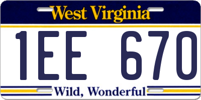 WV license plate 1EE670
