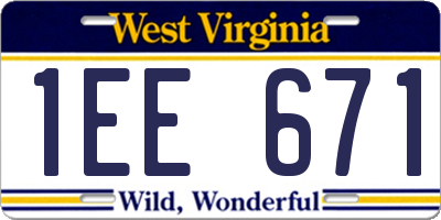 WV license plate 1EE671