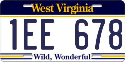 WV license plate 1EE678