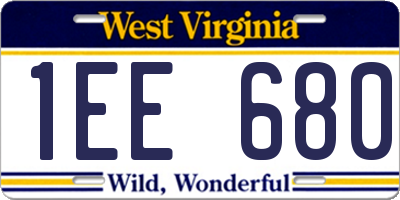WV license plate 1EE680