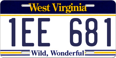 WV license plate 1EE681