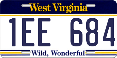 WV license plate 1EE684