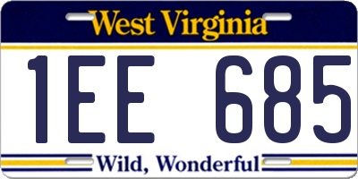 WV license plate 1EE685