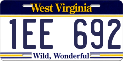 WV license plate 1EE692