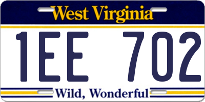 WV license plate 1EE702
