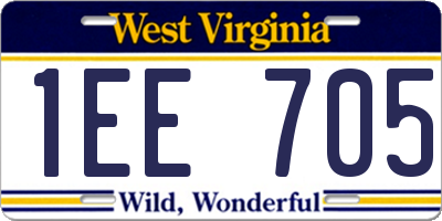 WV license plate 1EE705