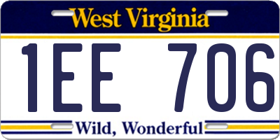 WV license plate 1EE706