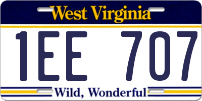 WV license plate 1EE707