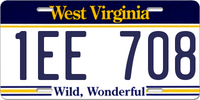 WV license plate 1EE708