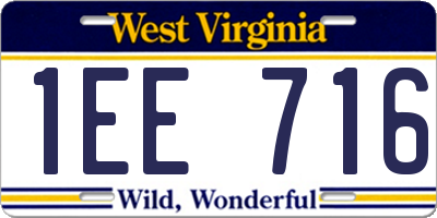 WV license plate 1EE716