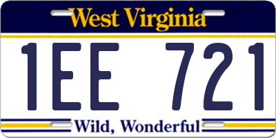 WV license plate 1EE721