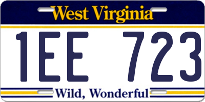 WV license plate 1EE723