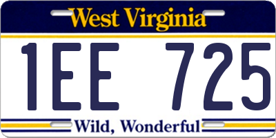 WV license plate 1EE725