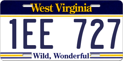 WV license plate 1EE727