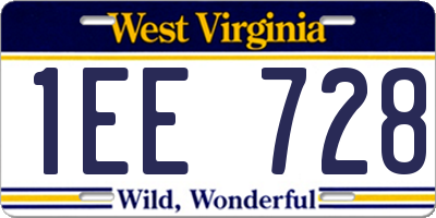 WV license plate 1EE728
