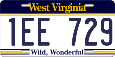 WV license plate 1EE729
