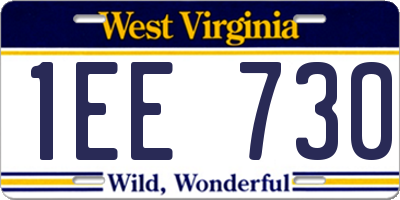 WV license plate 1EE730