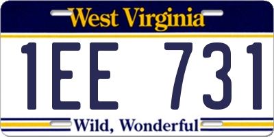 WV license plate 1EE731