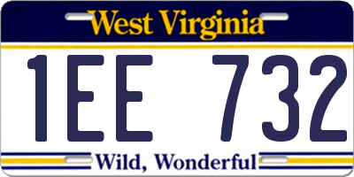 WV license plate 1EE732