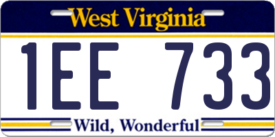WV license plate 1EE733