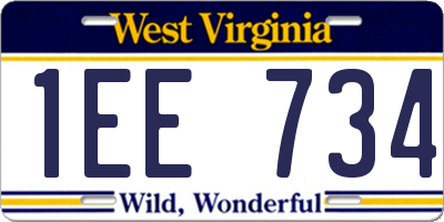 WV license plate 1EE734