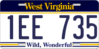 WV license plate 1EE735