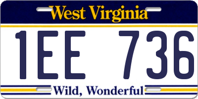 WV license plate 1EE736