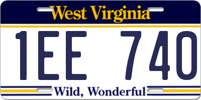 WV license plate 1EE740