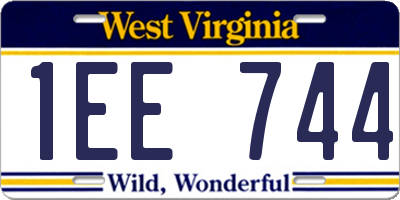 WV license plate 1EE744
