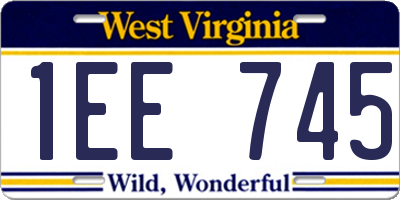 WV license plate 1EE745