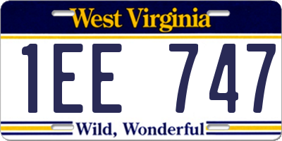 WV license plate 1EE747