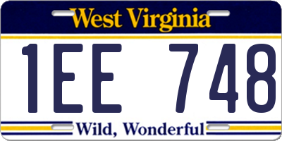 WV license plate 1EE748