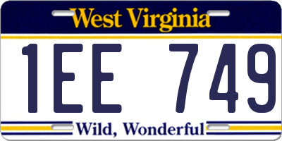 WV license plate 1EE749