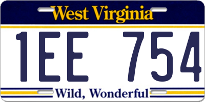 WV license plate 1EE754