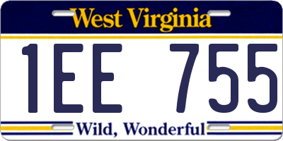 WV license plate 1EE755